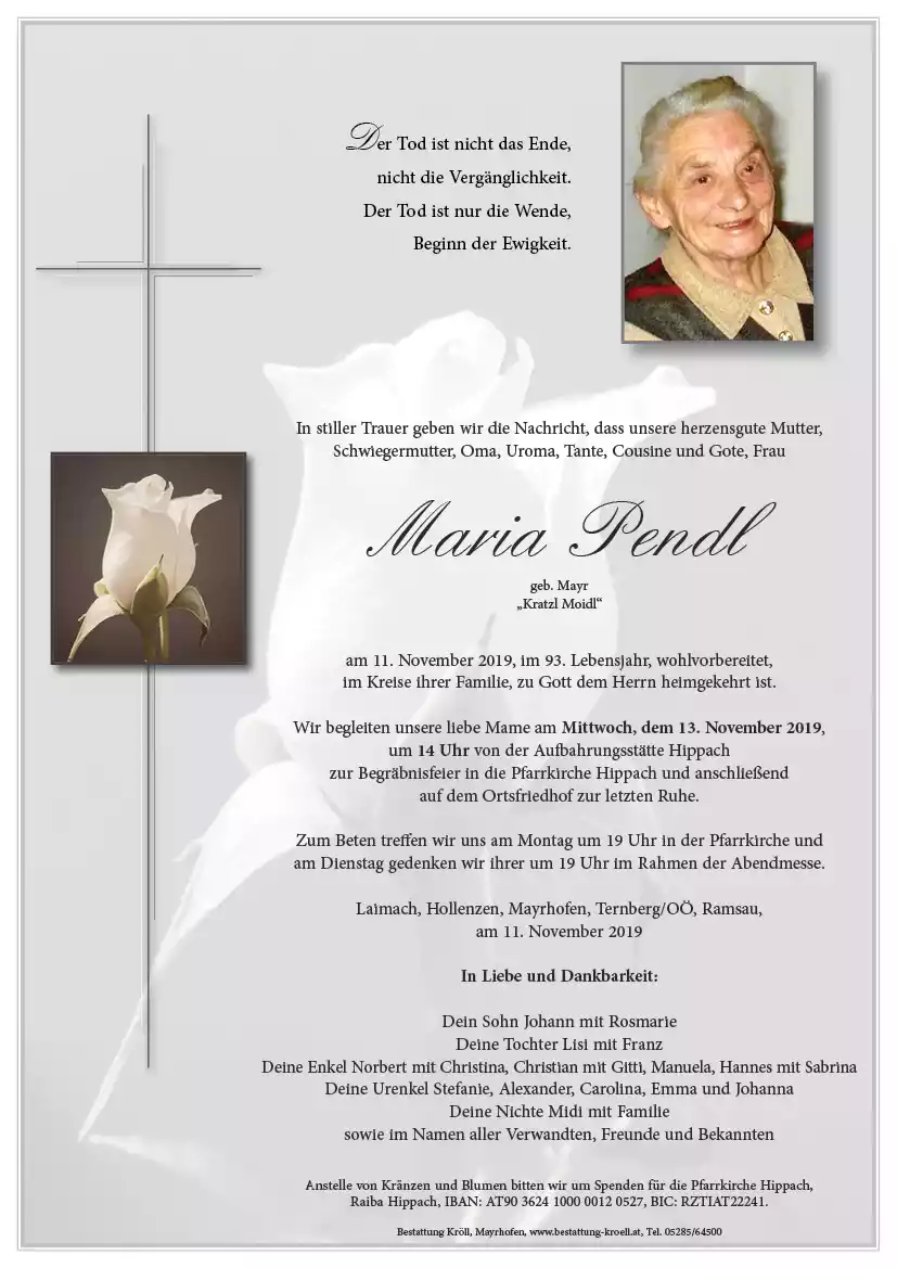Parte von Maria Pendl